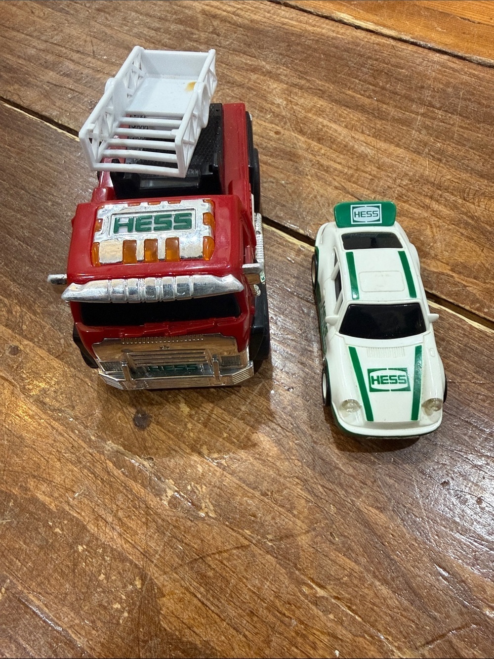 Hess Red Fire Truck and White Racer Toy Vehicle Set